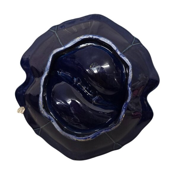 Vintage Japan Ceramic Blue Floral Divided Serving Dish w/ Handle Nuts Candy - Picture 4 of 5